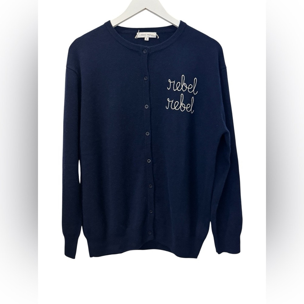 Custom Hand-Embroidered Lingua Franca Cashmere Cardigan – Rebel Rebel
